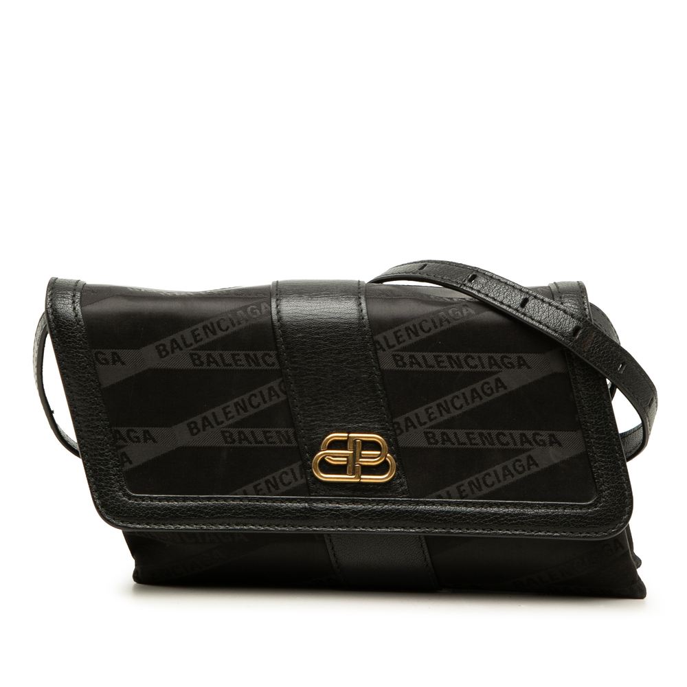 Pre-Loved Balenciaga Nylon BB Monogram Shift Wallet on Strap